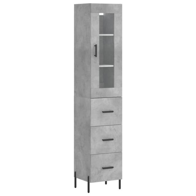 Berkfield Home Highboard Concrete Grey 34.5x34x180 cm Engineered Wood - image 1