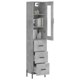 Berkfield Home Highboard Concrete Grey 34.5x34x180 cm Engineered Wood - thumbnail 3