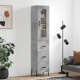 Berkfield Home Highboard Concrete Grey 34.5x34x180 cm Engineered Wood - thumbnail 2