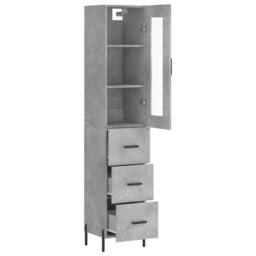 Berkfield Home Highboard Concrete Grey 34.5x34x180 cm Engineered Wood - thumbnail 4