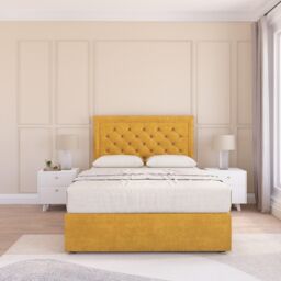 Sloomy Montana Plush Velvet Memory Foam Bed Set With 2 Drawers, Mattress & Headboard in Gold - Size: Small Single - thumbnail 3