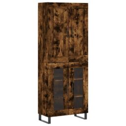 Berkfield Home Highboard Smoked Oak 69.5x34x180 cm Engineered Wood in Brown - thumbnail 2