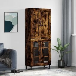 Berkfield Home Highboard Smoked Oak 69.5x34x180 cm Engineered Wood in Brown - thumbnail 1