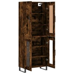 Berkfield Home Highboard Smoked Oak 69.5x34x180 cm Engineered Wood in Brown - thumbnail 4