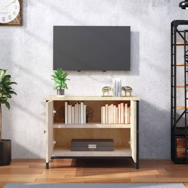 Berkfield Home TV Cabinet with Doors Sonoma Oak 60x35x45 cm Engineered Wood in Tan - Size: 60 x 35 x 45 cm - image 1