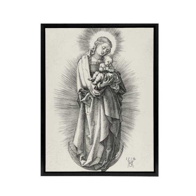 "Artery8 The Virgin on the Crescent Moon Durer Framed Canvas Wall Art Print in White - Size: W12"" x H16""" - image 1