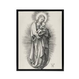 "Artery8 The Virgin on the Crescent Moon Durer Framed Canvas Wall Art Print in White - Size: W12"" x H16""" - thumbnail 1