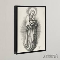 "Artery8 The Virgin on the Crescent Moon Durer Framed Canvas Wall Art Print in White - Size: W12"" x H16""" - thumbnail 2