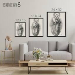 "Artery8 The Virgin on the Crescent Moon Durer Framed Canvas Wall Art Print in White - Size: W12"" x H16""" - thumbnail 4