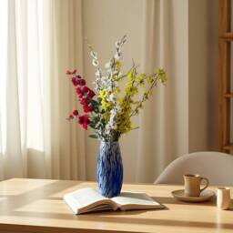 simpa Molten Glass Centerpiece Flower Vase in Blue - thumbnail 2