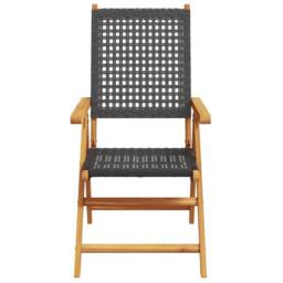 Berkfield Home Reclining Garden Chairs 6 pcs Black Poly Rattan & Solid Wood - thumbnail 4