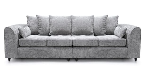 Furniture 786 Celestial 4 Seater Scatter Back Chenille Fabric Sofa in Silver - image 1