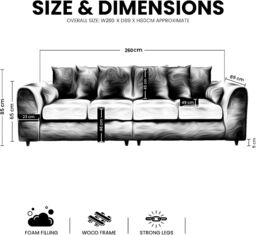 Furniture 786 Celestial 4 Seater Scatter Back Chenille Fabric Sofa in Silver - thumbnail 5