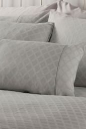 Dreams & Drapes 'Croma' Premium Geometric Jacquard Filled Woven Cushion in Silver - Size: 43 cm x 43 cm - thumbnail 1