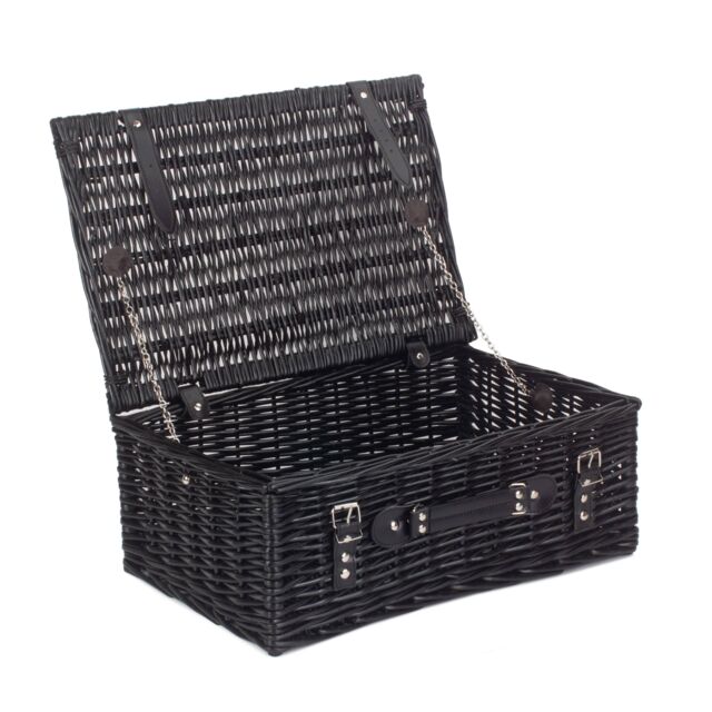 Red Hamper Wicker 45cm Black Willow Basket - image 1