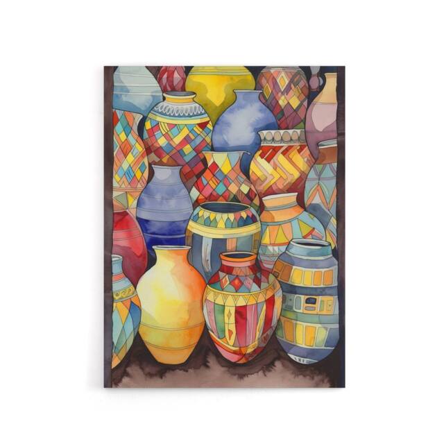 "Artery8 Glazed Ceramic Pot Vases Folk Art Canvas Wall Art Print - Size: W24"" x H32""" - image 1