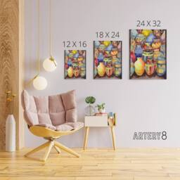 "Artery8 Glazed Ceramic Pot Vases Folk Art Canvas Wall Art Print - Size: W24"" x H32""" - thumbnail 4