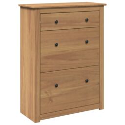 Berkfield Home Shoe Cabinet Panama 80x35x105 cm Solid Wood Pine in Brown - Size: 80 x 35 x 105 cm - thumbnail 2
