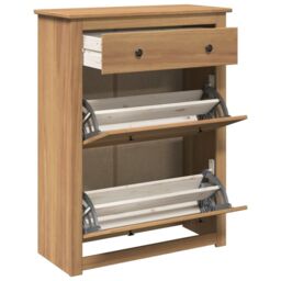 Berkfield Home Shoe Cabinet Panama 80x35x105 cm Solid Wood Pine in Brown - Size: 80 x 35 x 105 cm - thumbnail 5