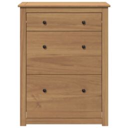 Berkfield Home Shoe Cabinet Panama 80x35x105 cm Solid Wood Pine in Brown - Size: 80 x 35 x 105 cm - thumbnail 4