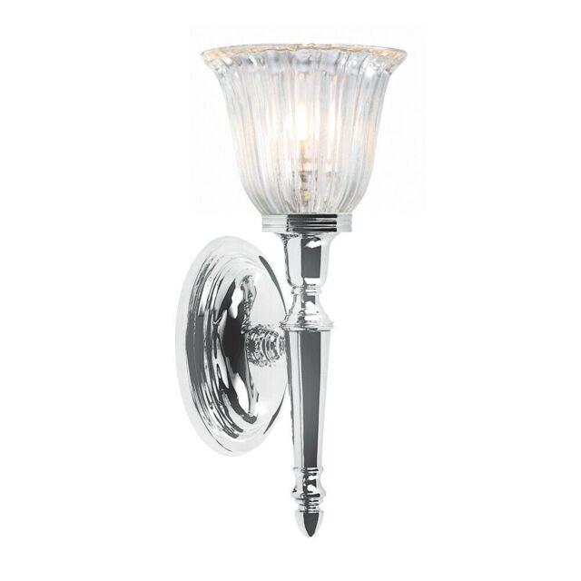 Loops IP44 Wall Light Tulip Shape Glass LED Included Chrome LED G9 3.5W in Clear