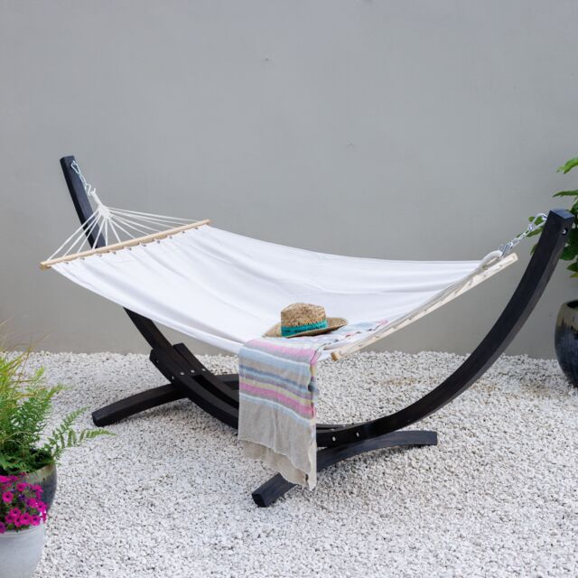 Primrose Ivory Hammock with Charcoal Wooden Stand - image 1