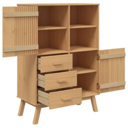 Berkfield Home Highboard OLDEN Brown 85x43x125 cm Solid Wood Pine - Size: 85 x 43 x 125 cm - thumbnail 6