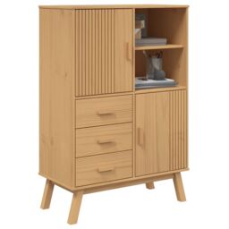 Berkfield Home Highboard OLDEN Brown 85x43x125 cm Solid Wood Pine - Size: 85 x 43 x 125 cm - thumbnail 4