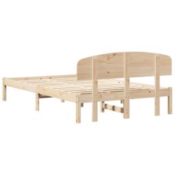Berkfield Home Bed Frame with Headboard 120x200 cm Solid Wood Pine in Beige - thumbnail 8