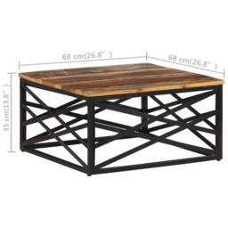 Berkfield Home Coffee Table 68x68x35 cm Solid Reclaimed Wood in Brown - Size: 68 x 68 x 35 cm - thumbnail 7