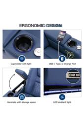 More4Homes Broadway Cinema Electric Recliner Chair USB Charging LED Base w Tray in Blue - thumbnail 5