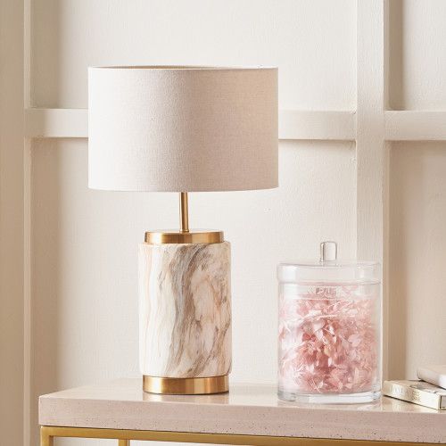 Ruma Natural Stone Effect Ceramic Table Lamp - image 1