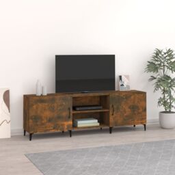 Berkfield Home TV Cabinet Smoked Oak 150x30x50 cm Engineered Wood in Brown - Size: 150 x 30 x 50 cm