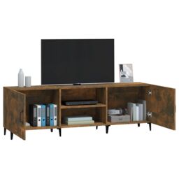 Berkfield Home TV Cabinet Smoked Oak 150x30x50 cm Engineered Wood in Brown - Size: 150 x 30 x 50 cm - thumbnail 5