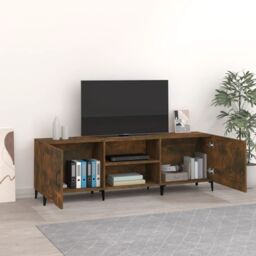 Berkfield Home TV Cabinet Smoked Oak 150x30x50 cm Engineered Wood in Brown - Size: 150 x 30 x 50 cm - thumbnail 3
