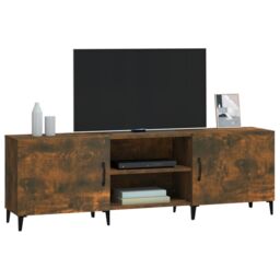 Berkfield Home TV Cabinet Smoked Oak 150x30x50 cm Engineered Wood in Brown - Size: 150 x 30 x 50 cm - thumbnail 4