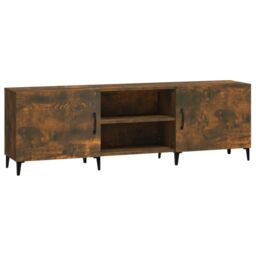 Berkfield Home TV Cabinet Smoked Oak 150x30x50 cm Engineered Wood in Brown - Size: 150 x 30 x 50 cm - thumbnail 2