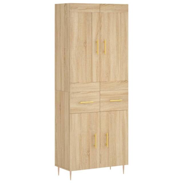 Berkfield Home Highboard Sonoma Oak 69.5x34x180 cm Engineered Wood in Light Oak - image 1