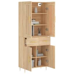 Berkfield Home Highboard Sonoma Oak 69.5x34x180 cm Engineered Wood in Light Oak - thumbnail 3