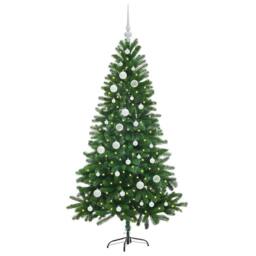 Berkfield Home Christmas Tree with 150 LEDs with Stand Green 150 cm PE - thumbnail 3
