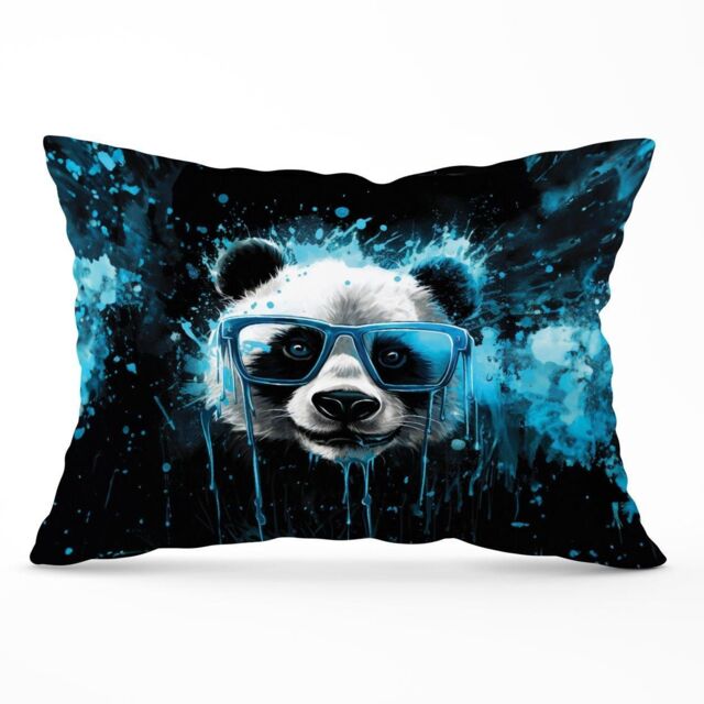 Warren Reed - Designer Blue Splashart Panda Face Cushions - Size: 60 cm x 60 cm - image 1