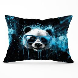 Warren Reed - Designer Blue Splashart Panda Face Cushions - Size: 60 cm x 60 cm - thumbnail 1