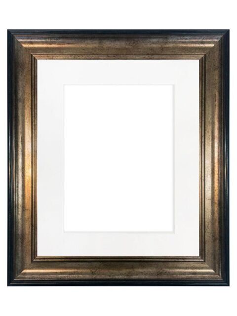 Frames & Mirrors 4U Scandi Black & Gold Frame with White Mount for Image Size A3 - image 1