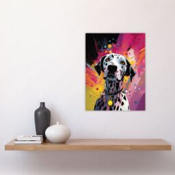 "Artery8 Wall Art Print Dalmatian Dog Lover Gift Pet Portrait Purple Orange Artwork Painting Poster - Size: W18"" x H24""" - thumbnail 4