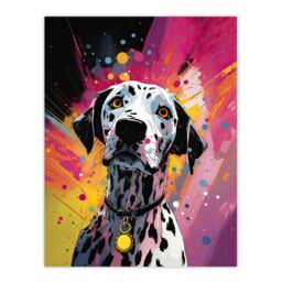 "Artery8 Wall Art Print Dalmatian Dog Lover Gift Pet Portrait Purple Orange Artwork Painting Poster - Size: W18"" x H24""" - thumbnail 1