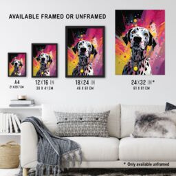 "Artery8 Wall Art Print Dalmatian Dog Lover Gift Pet Portrait Purple Orange Artwork Painting Poster - Size: W18"" x H24""" - thumbnail 3