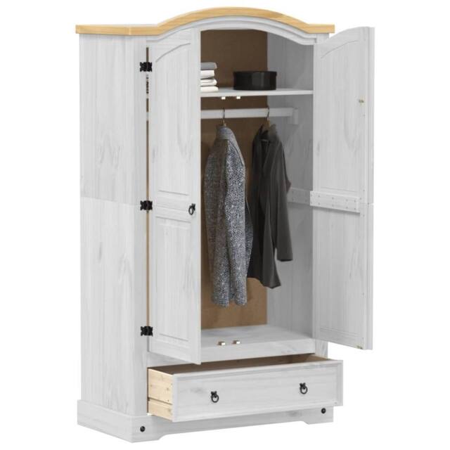Berkfield Home Wardrobe Corona White 102x52x186 cm Solid Wood Pine - Size: 102 x 52 x 186 cm - image 1