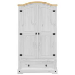 Berkfield Home Wardrobe Corona White 102x52x186 cm Solid Wood Pine - Size: 102 x 52 x 186 cm - thumbnail 4