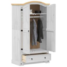 Berkfield Home Wardrobe Corona White 102x52x186 cm Solid Wood Pine - Size: 102 x 52 x 186 cm - thumbnail 1