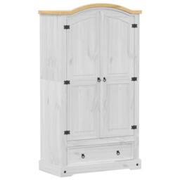 Berkfield Home Wardrobe Corona White 102x52x186 cm Solid Wood Pine - Size: 102 x 52 x 186 cm - thumbnail 3